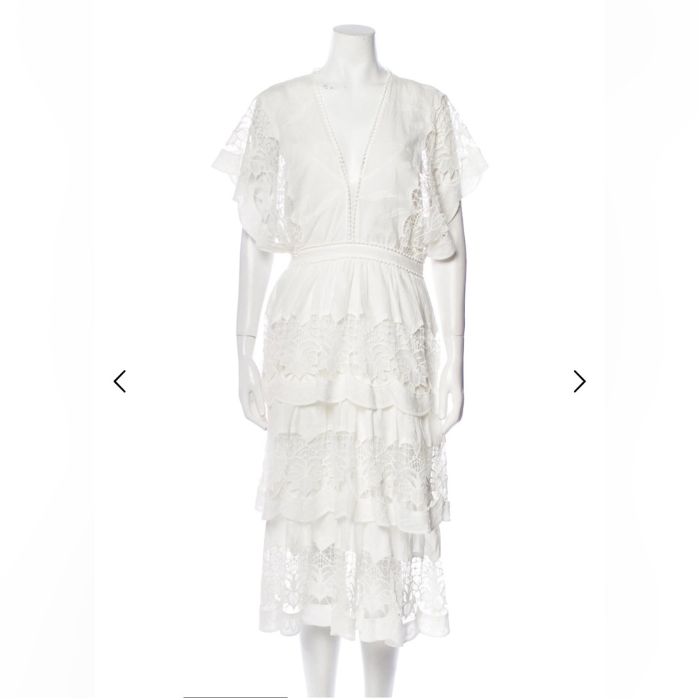 FARM Rio White Lace Midi Dress
